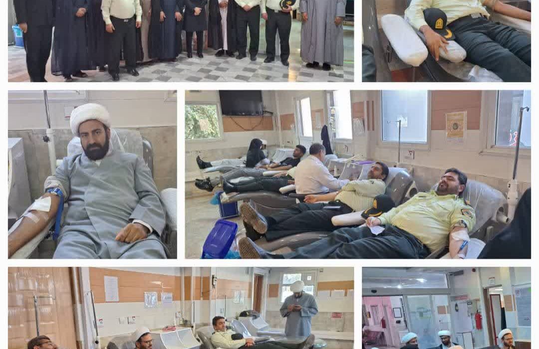 کارکنان انتظامی شهرستان کرمانشاه و جامعه روحانیت در انتقال خون